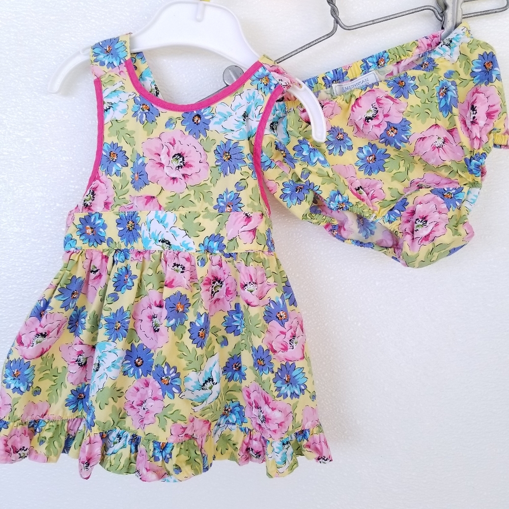 American Living by Ralph Lauren 2 Piece Baby Girls 6 Months Dress & Bloomers